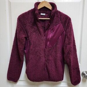 Columbia Jacket Womens M Purple Fleece Full Zip Pockets Side Panel Activewear